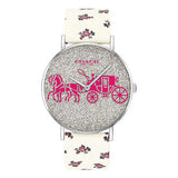 COACH PERRY ANALOG QUARTZ SILVER STAINLESS STEEL 14503047 WHITE FLORAL STRAP WOMEN'S WATCH - H2 Hub Watches