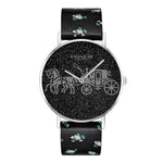 COACH PERRY ANALOG QUARTZ SILVER STAINLESS STEEL 14503048 BLACK LEATHER STRAP WOMEN'S WATCH - H2 Hub Watches