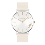 COACH PERRY ANALOG QUARTZ SILVER STAINLESS STEEL 14503117 WHITE LEATHER STRAP WOMEN'S WATCH - H2 Hub Watches
