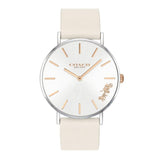 COACH PERRY ANALOG QUARTZ SILVER STAINLESS STEEL 14503117 WHITE LEATHER STRAP WOMEN'S WATCH - H2 Hub Watches