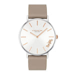 COACH PERRY ANALOG QUARTZ SILVER STAINLESS STEEL 14503119 GREY LEATHER STRAP WOMEN'S WATCH - H2 Hub Watches