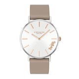 COACH PERRY ANALOG QUARTZ SILVER STAINLESS STEEL 14503119 GREY LEATHER STRAP WOMEN'S WATCH - H2 Hub Watches