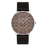 COACH PERRY ANALOG QUARTZ SILVER STAINLESS STEEL 14503123 BLACK LEATHER STRAP WOMEN'S WATCH - H2 Hub Watches