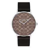 COACH PERRY ANALOG QUARTZ SILVER STAINLESS STEEL 14503123 BLACK LEATHER STRAP WOMEN'S WATCH - H2 Hub Watches