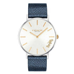 COACH PERRY ANALOG QUARTZ SILVER STAINLESS STEEL 14503156 BLUE LEATHER STRAP WOMEN'S WATCH - H2 Hub Watches