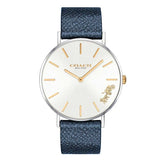 COACH PERRY ANALOG QUARTZ SILVER STAINLESS STEEL 14503156 BLUE LEATHER STRAP WOMEN'S WATCH - H2 Hub Watches