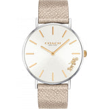 COACH PERRY ANALOG QUARTZ SILVER STAINLESS STEEL 14503157 CHAMPAGNE LEATHER STRAP WOMEN'S WATCH