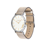 COACH PERRY ANALOG QUARTZ SILVER STAINLESS STEEL 14503157 CHAMPAGNE LEATHER STRAP WOMEN'S WATCH