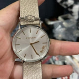COACH PERRY ANALOG QUARTZ SILVER STAINLESS STEEL 14503157 CHAMPAGNE LEATHER STRAP WOMEN'S WATCH