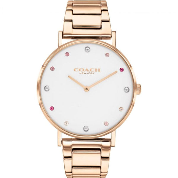 Coach Perry White Dial Rose Gold Stainless Steel Strap Women Watch 14503938