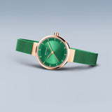 BERING 14627-CHARITY GREEN STAINLESS STEEL MESH STRAP WOMEN WATCH