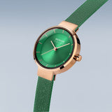 BERING 14627-CHARITY GREEN STAINLESS STEEL MESH STRAP WOMEN WATCH