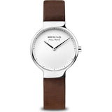 Bering Max Rene White Dial Brown Leather Strap Men Watch 15531-504