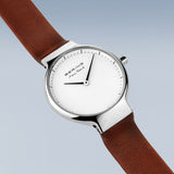 Bering Max Rene White Dial Brown Leather Strap Men Watch 15531-504