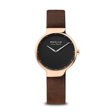 Bering Max Rene Black Dial Brown Leather Strap Women Watch 15531-562