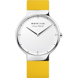 BERING 15531-600 MAX RENE POLISHED SILVER CASE YELLOW RUBBER STRAP WOMEN'S WATCH