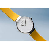 BERING 15531-600 MAX RENE POLISHED SILVER CASE YELLOW RUBBER STRAP WOMEN'S WATCH