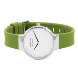 BERING 15531-800 MAX RENE POLISHED SILVER CASE & GREEN RUBBER STRAP WOMEN'S WATCH