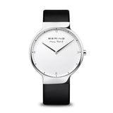 Bering Max Rene White Dial Black Leather Strap Men Watch 15540-409