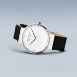 Bering Max Rene White Dial Black Leather Strap Men Watch 15540-409
