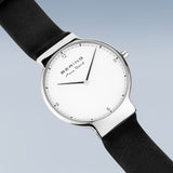 Bering Max Rene White Dial Black Leather Strap Men Watch 15540-409