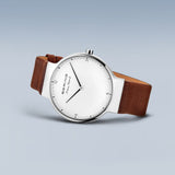 Bering Max Rene White Dial Brown Leather Strap Men Watch 15540-504