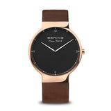 Bering Max Rene Black Dial Brown Leather Strap Men Watch 15540-562