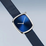 Bering Pebble Blue Dial Mesh Strap Women Watch 18034-307