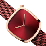 BERING 18034-363 CLASSIC POLISHED ROSE GOLD RED MESH STAINLESS STEEL MEN'S WATCH