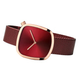 BERING 18034-363 CLASSIC POLISHED ROSE GOLD RED MESH STAINLESS STEEL MEN'S WATCH