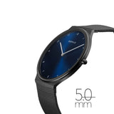 Bering Ultra Slim Blue Dial Black Milanese Strap Women Watch 18440-227