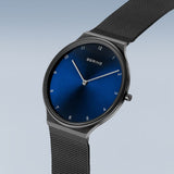 Bering Ultra Slim Blue Dial Black Milanese Strap Women Watch 18440-227