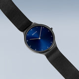 Bering Ultra Slim Blue Dial Black Milanese Strap Women Watch 18440-227