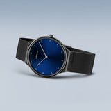 Bering Ultra Slim Blue Dial Black Milanese Strap Women Watch 18440-227