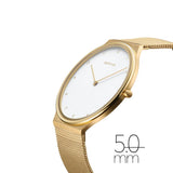 Bering Ultra Sim White Dial Gold Milanese Strap Women Watch 18440-334