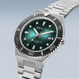 Bering Classic Green Dial Silver Stainless Steel Strap Men Watch 18940-708