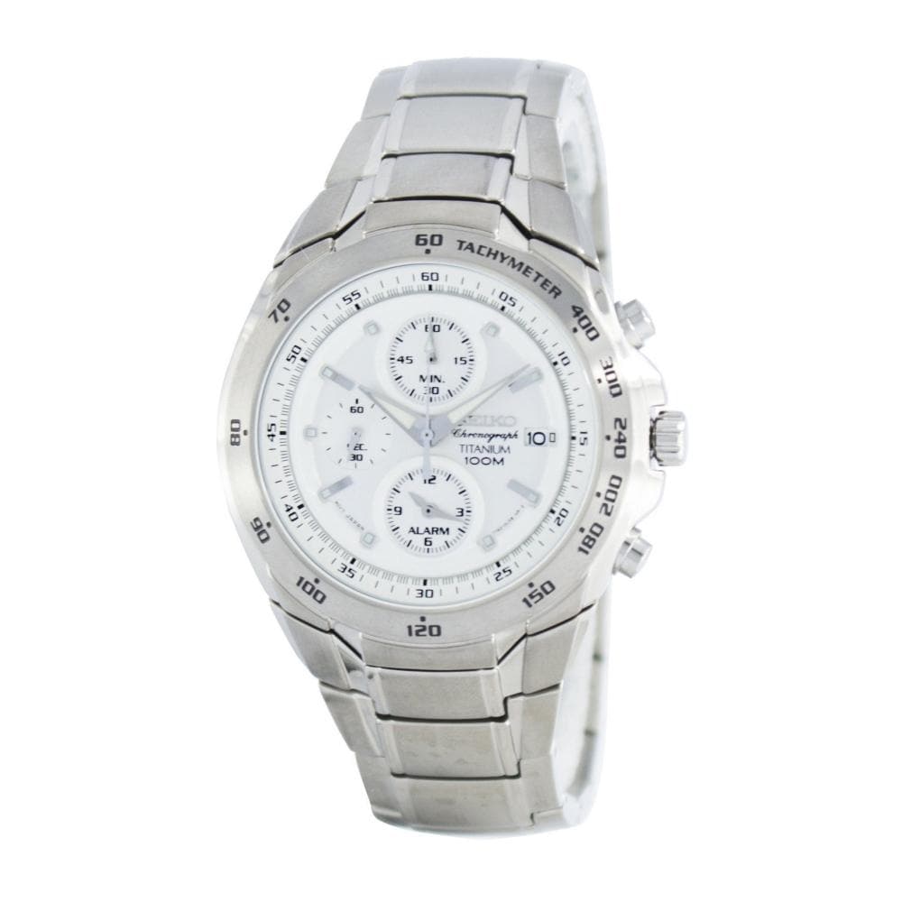 SEIKO GENERAL TITANIUM SNAB87P1 CHRONOGRAPH STAINLESS STEEL MEN'S SILVER WATCH - H2 Hub Watches
