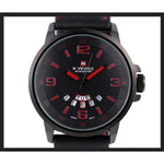 NAVIFORCE NF9028 B/B/R BLACK LEATHER MEN'S WATCH - H2 Hub Watches