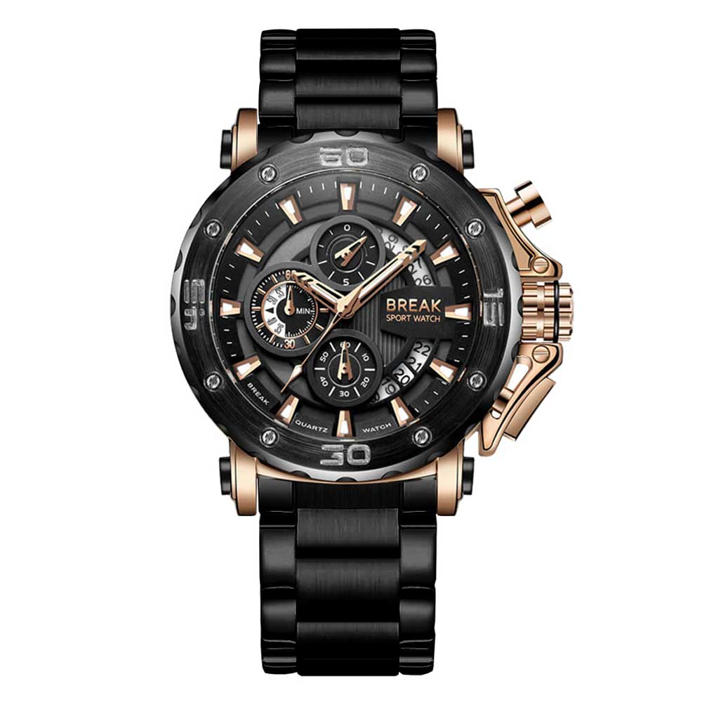 BREAK RANGER BLACK STYLISH MENS BRACELET WATCH - H2 Hub Watches
