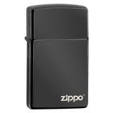 SLIM HIGH POLISH BLACK ZIPPO LOGO LIGHTER 28123ZL