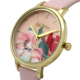 CATH KIDSTON QUARTZ PAINTBOX FLOWERS GOLD ALLOY CKL050PG PINK LEATHER LADIES WATCH
