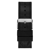 GUESS SILVER TONE CASE BLACK GENUINE LEATHER GW0053G1 MEN'S WATCH