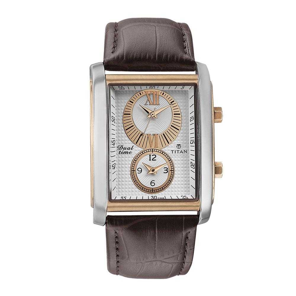 TITAN CLASSIQUE DUAL TIME LEATHER 9309KL01 MEN'S WATCH - H2 Hub Watches