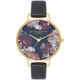 OLIVIA BURTON WINTER BLOOMS BLACK & FLORAL & STONE OB16WG74 WOMEN'S WATCH