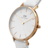 DANIEL WELLINGTON CLASSIC PETITE BONDI ROSE GOLD STAINLESS STEEL DW00100189 WHITE LEATHER STRAP WOMEN'S WATCH