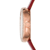 EMPORIO ARMANI AR11357 TWO-HANDED RED LEATHER WOMEN'S WATCH