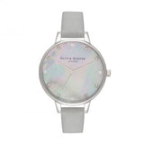 OLIVIA BURTON OB16SE16 GREY MOTHER OF PEARL DEMI DIAL & SILVER WOMEN'S WATCH