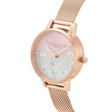 OLIVIA BURTON SPARKLE BUTTERFLY ROSE GOLD MESH STRAP WOMEN'S WATCH OB16MB38