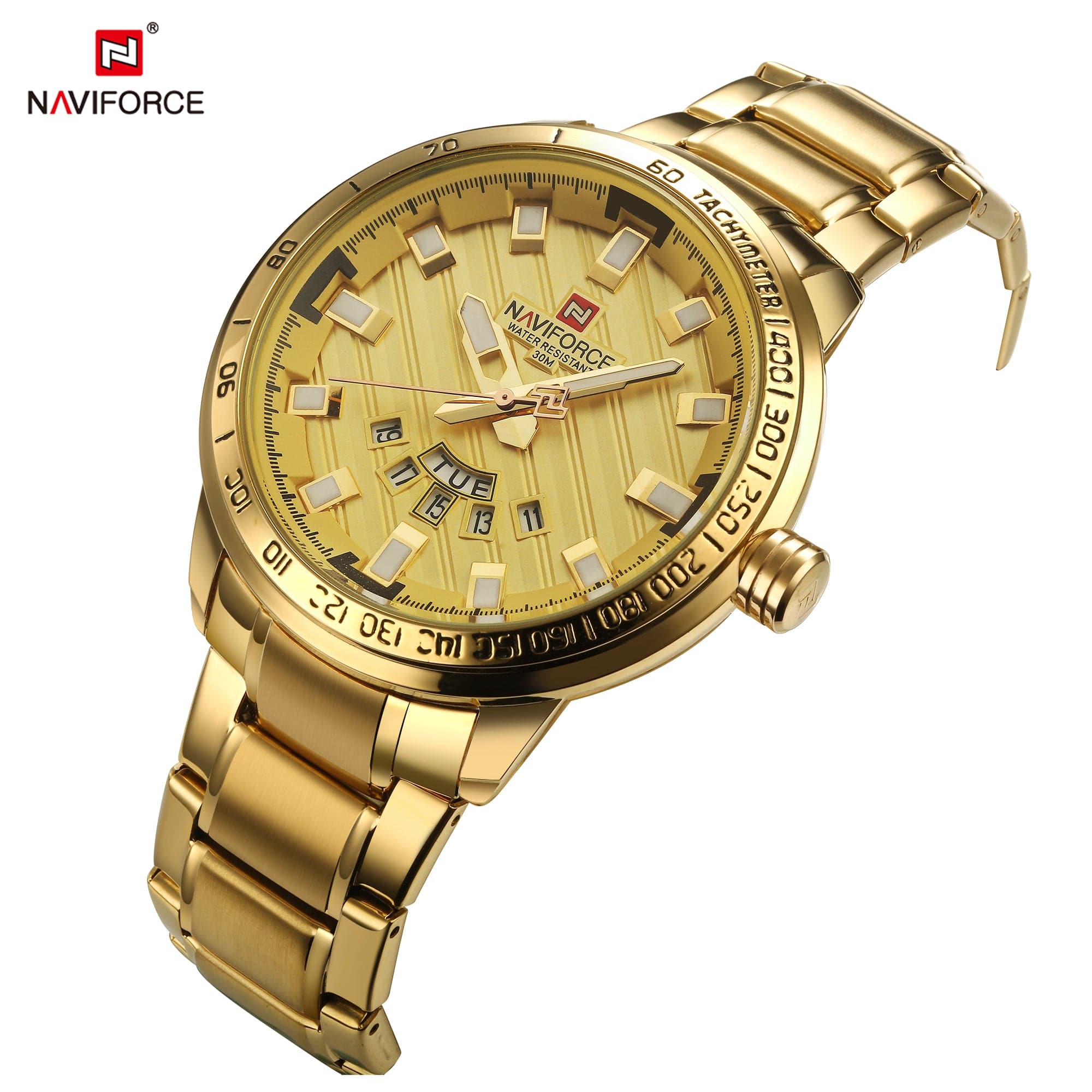 NAVIFORCE ANALOG NF9090 G/G STAINLESS STEEL QUARTZ MEN'S WATCH - H2 Hub Watches