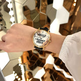 ARIES GOLD CUSTOMISED GOLD STAINLESS STEEL WATCH - HELLO SUMMER VIBES UNISEX LEATHER STRAP WATCH - H2 Hub Watches